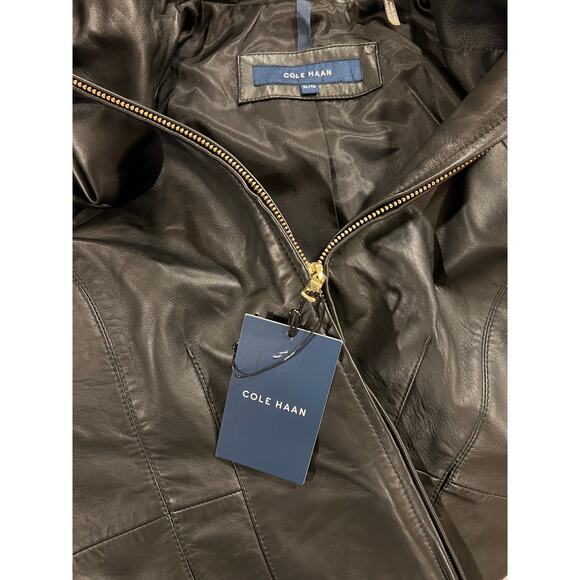 NWT Cole Haan Women’s Wing Collar Leather Jacket - Picture 6 of 7